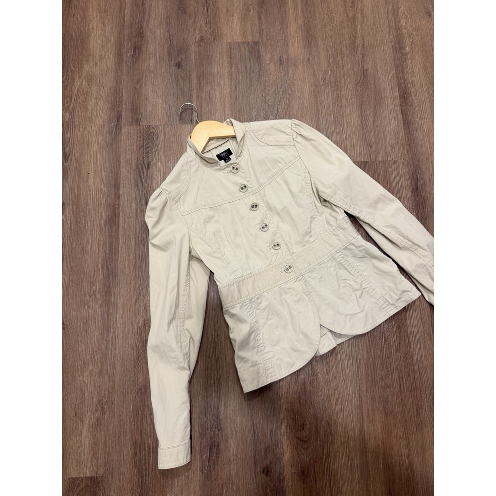 Mossimo Supply Co Women's Small Beige Military Utility Jacket Puff Sleeve Y2K